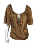 Maje brown silk V-neck blouse - front