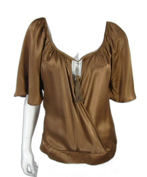 Maje Silk V-Neck Blouse - Brown, Size 1 (US M)