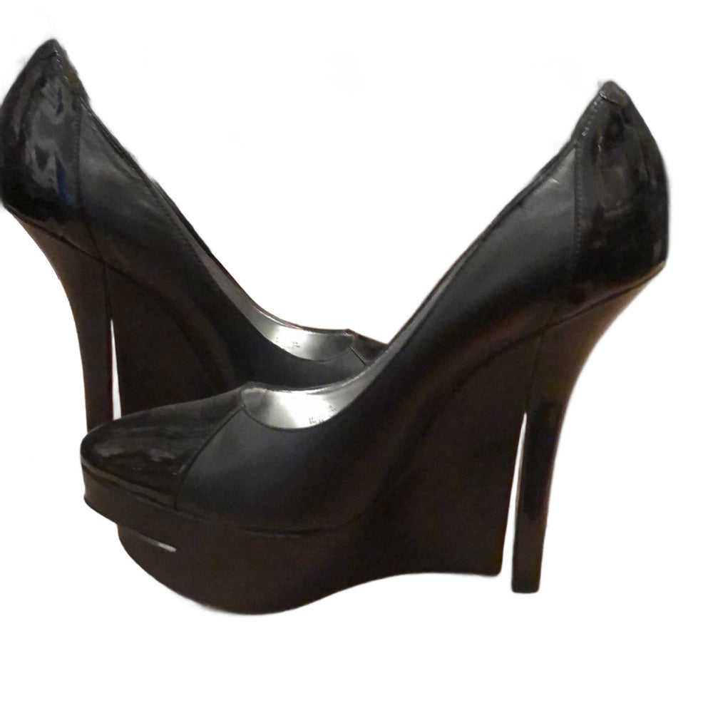 bebe Spectacular Sky-Highs black wedge shoes - photo 1