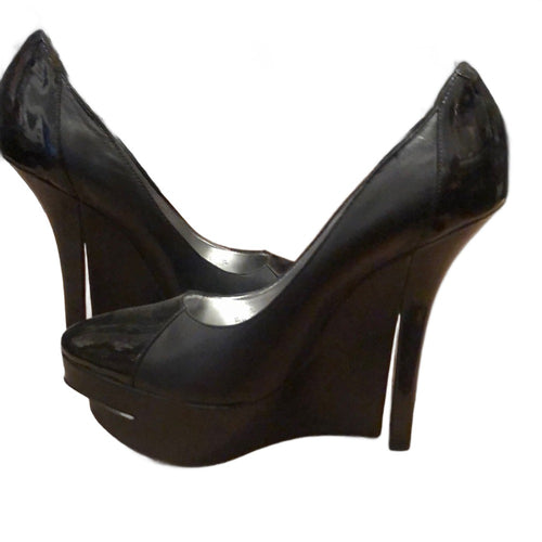 bebe Spectacular Sky-Highs black wedge shoes - photo 1