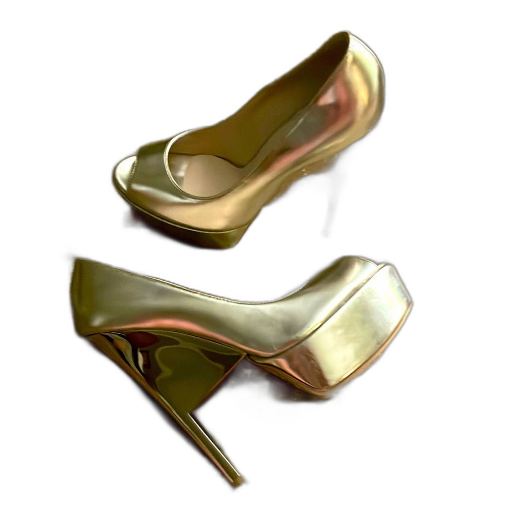 Ruthie Davis gold patent platform pumps, EU 40 fits US 9.5 - view 1