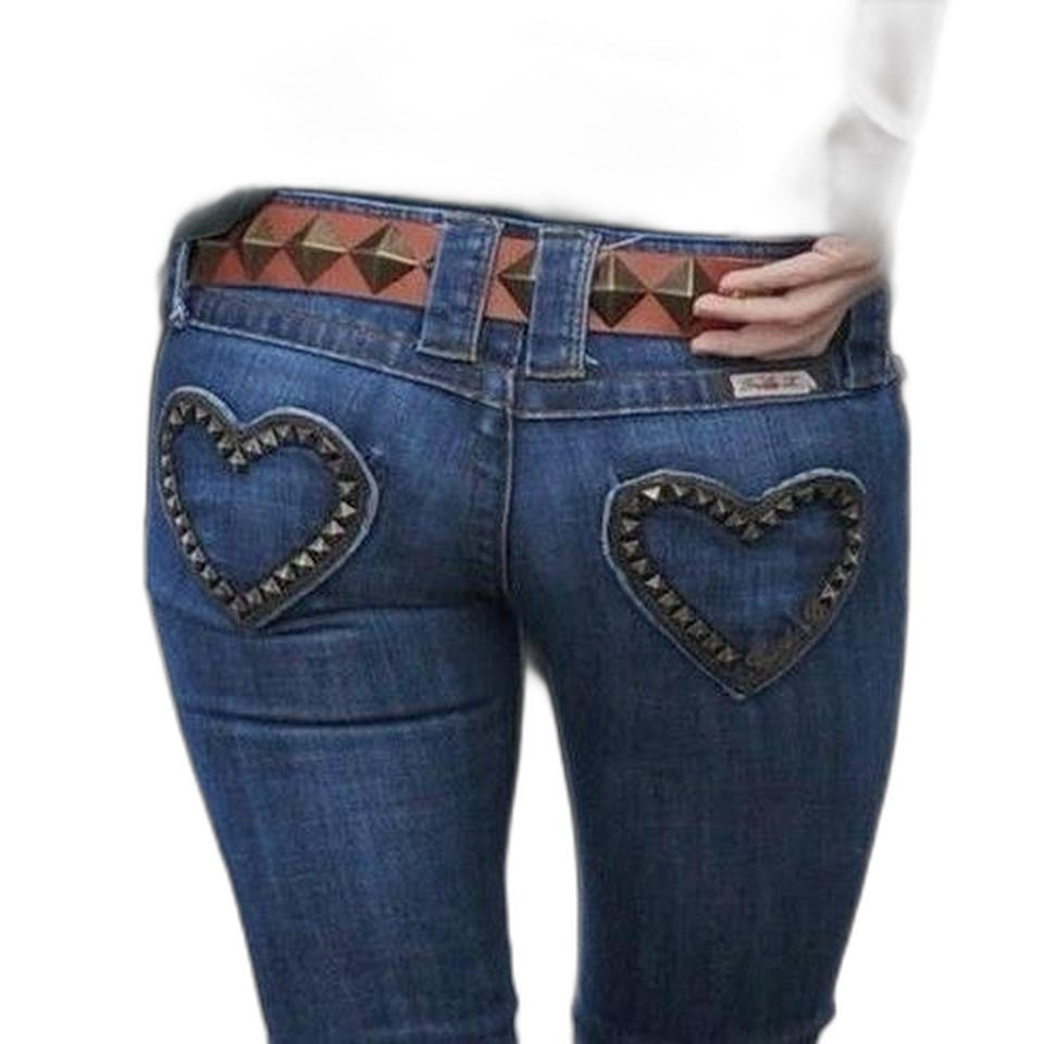 Frankie B Heart of Steel jeans - heart belt accents and waistband detail