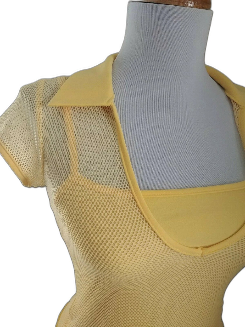 Natau Y2K 2-piece yellow tank and mesh over shirt set - view 2