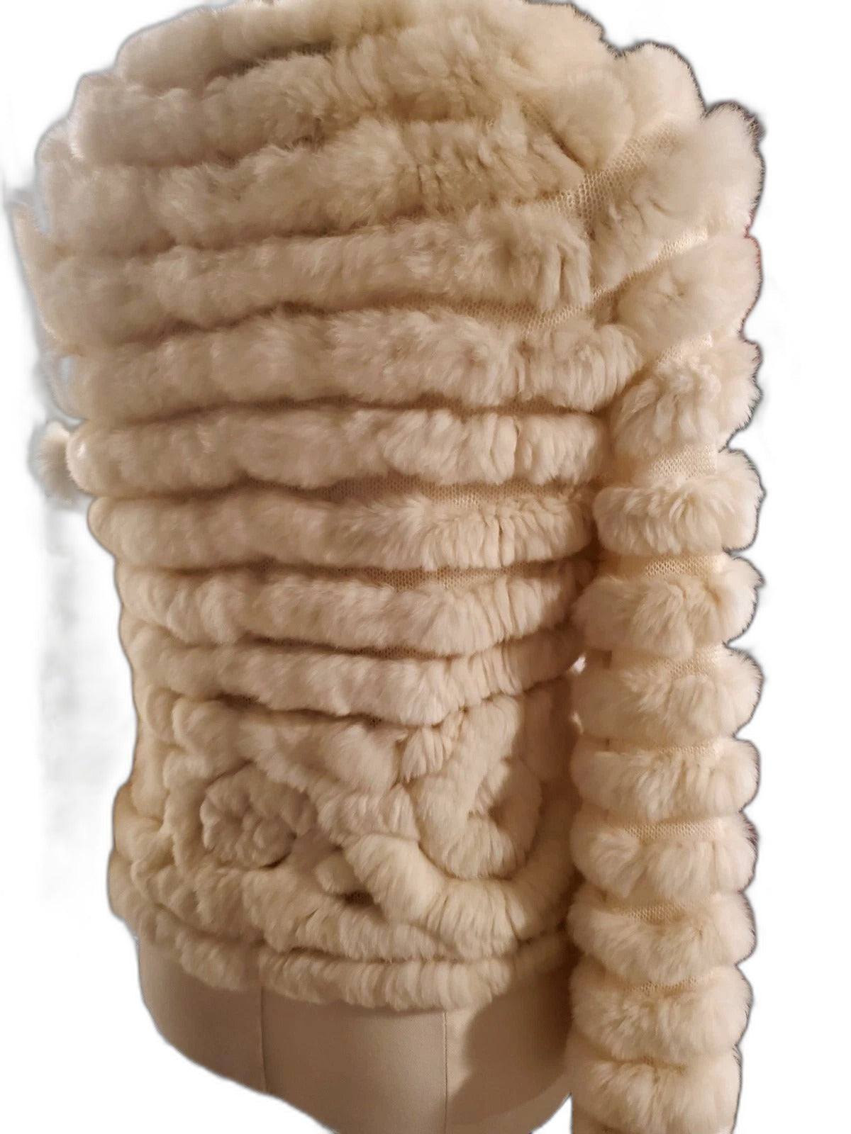 Vintage BCBGMAXAZRIA ivory rabbit fur jacket - view 2