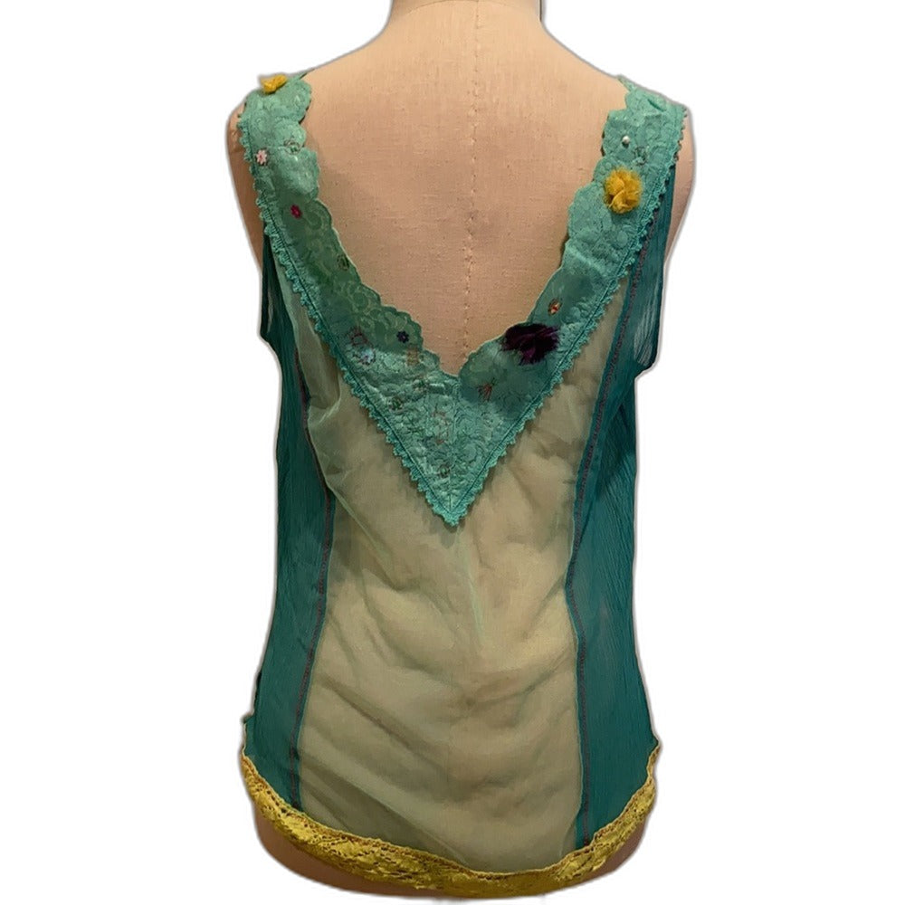 Kimchi Blue decorated lace camisole blouse - back on mannequin