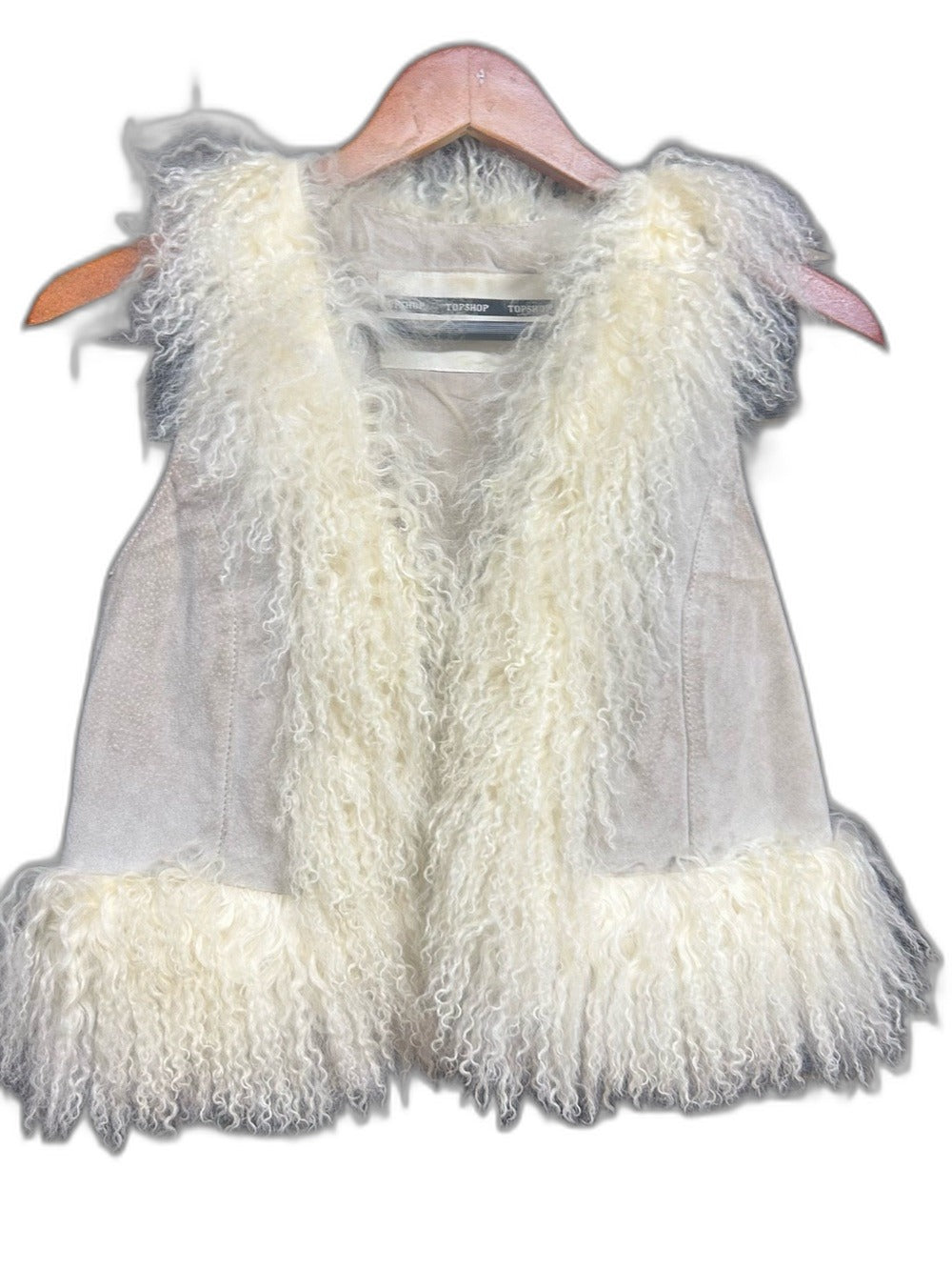 Y2K Topsbop grey suede shearling fur vest - view 2