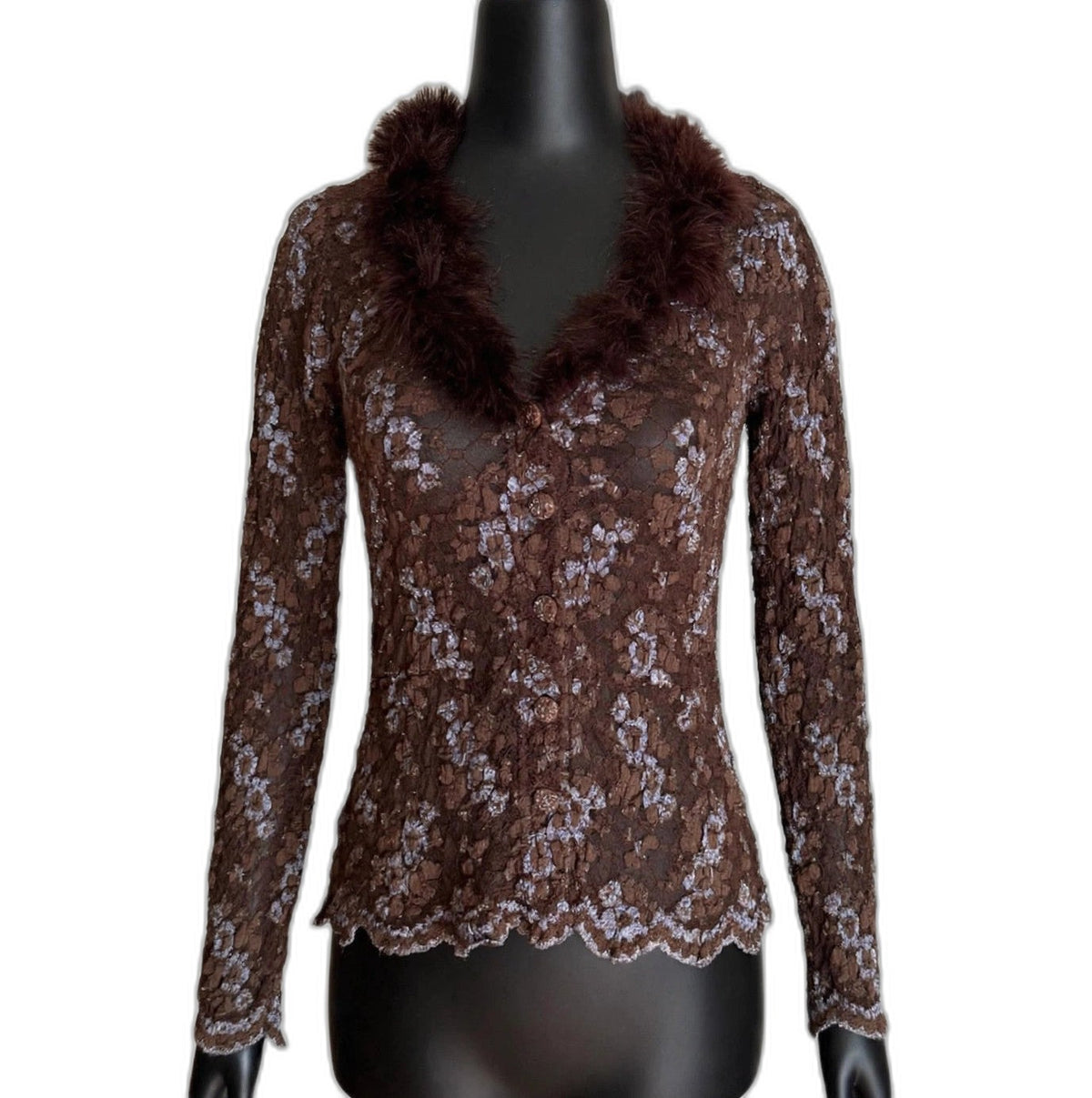 Ann Ferriday Lace Top Feather Collar – One Size