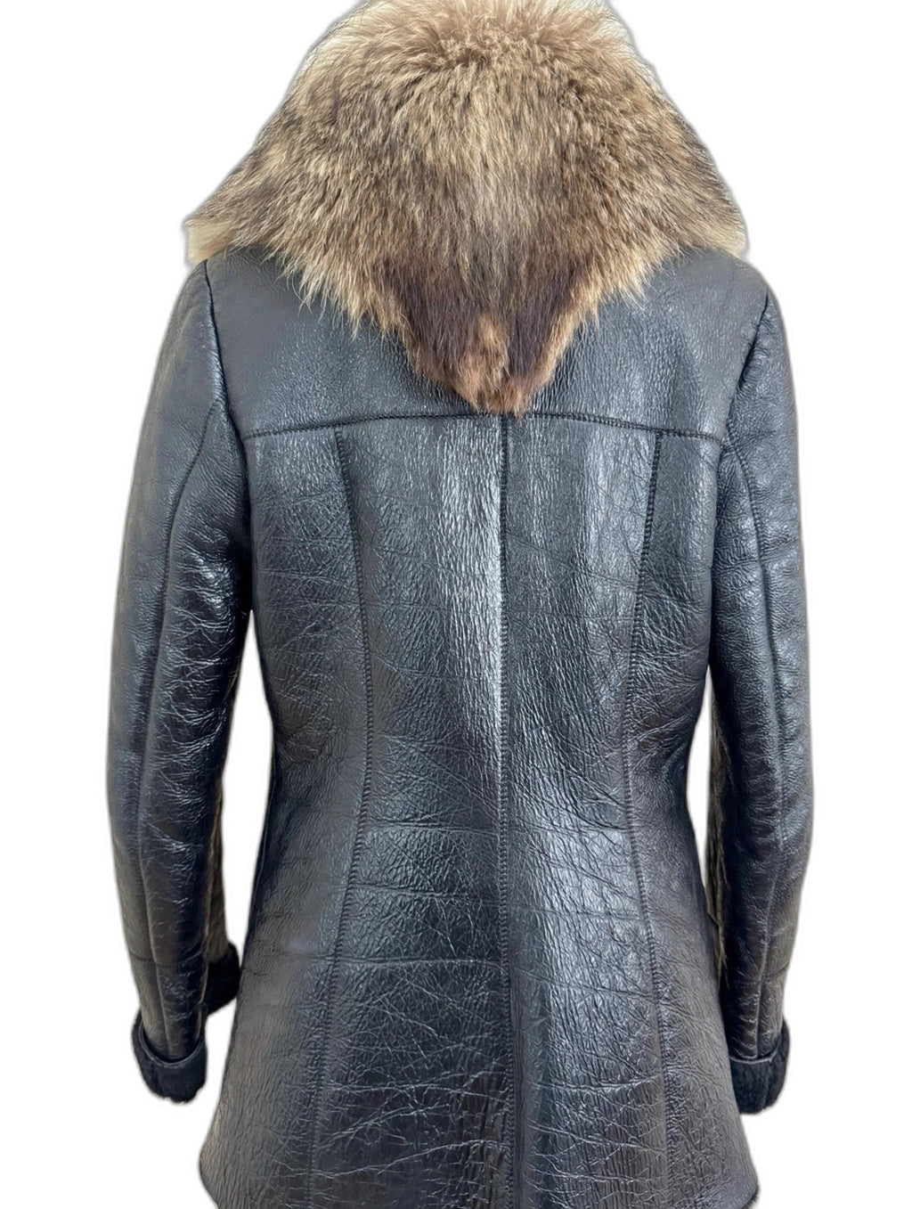 Rixosi Collection Italian sheepskin shearling jacket with raccoon fur collar - view 2