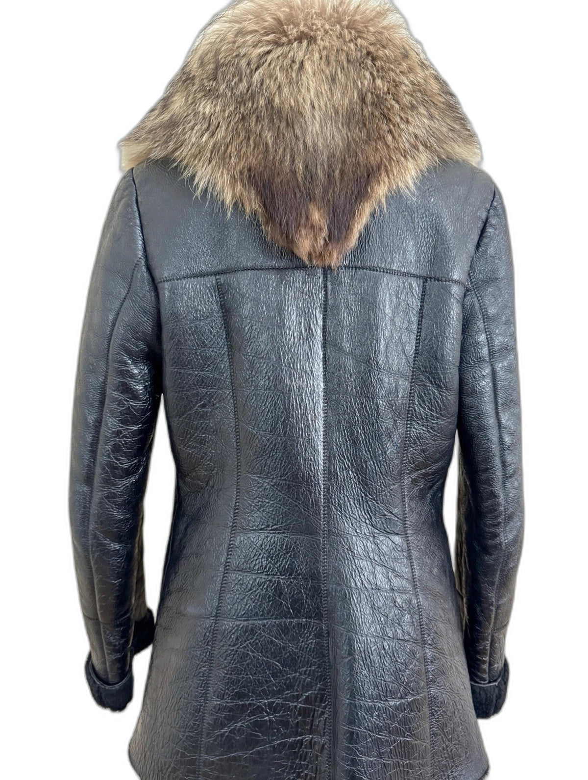 Rixosi Collection Italian sheepskin shearling jacket with raccoon fur collar - view 2