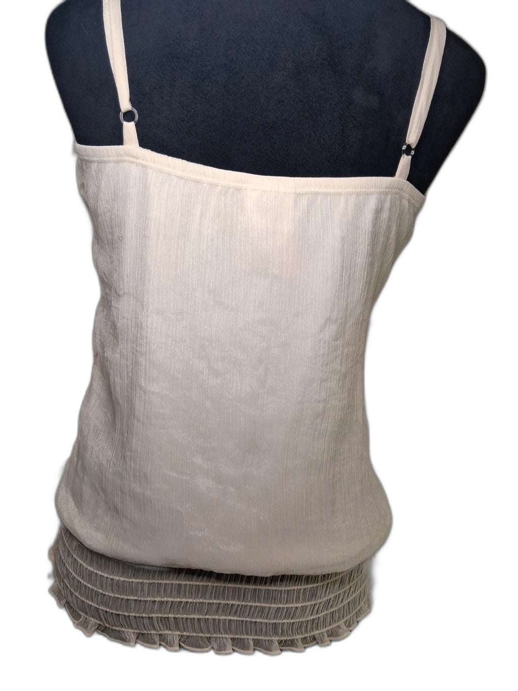 Heart Soul ivory rosette print tank top with smocked waist - view 2