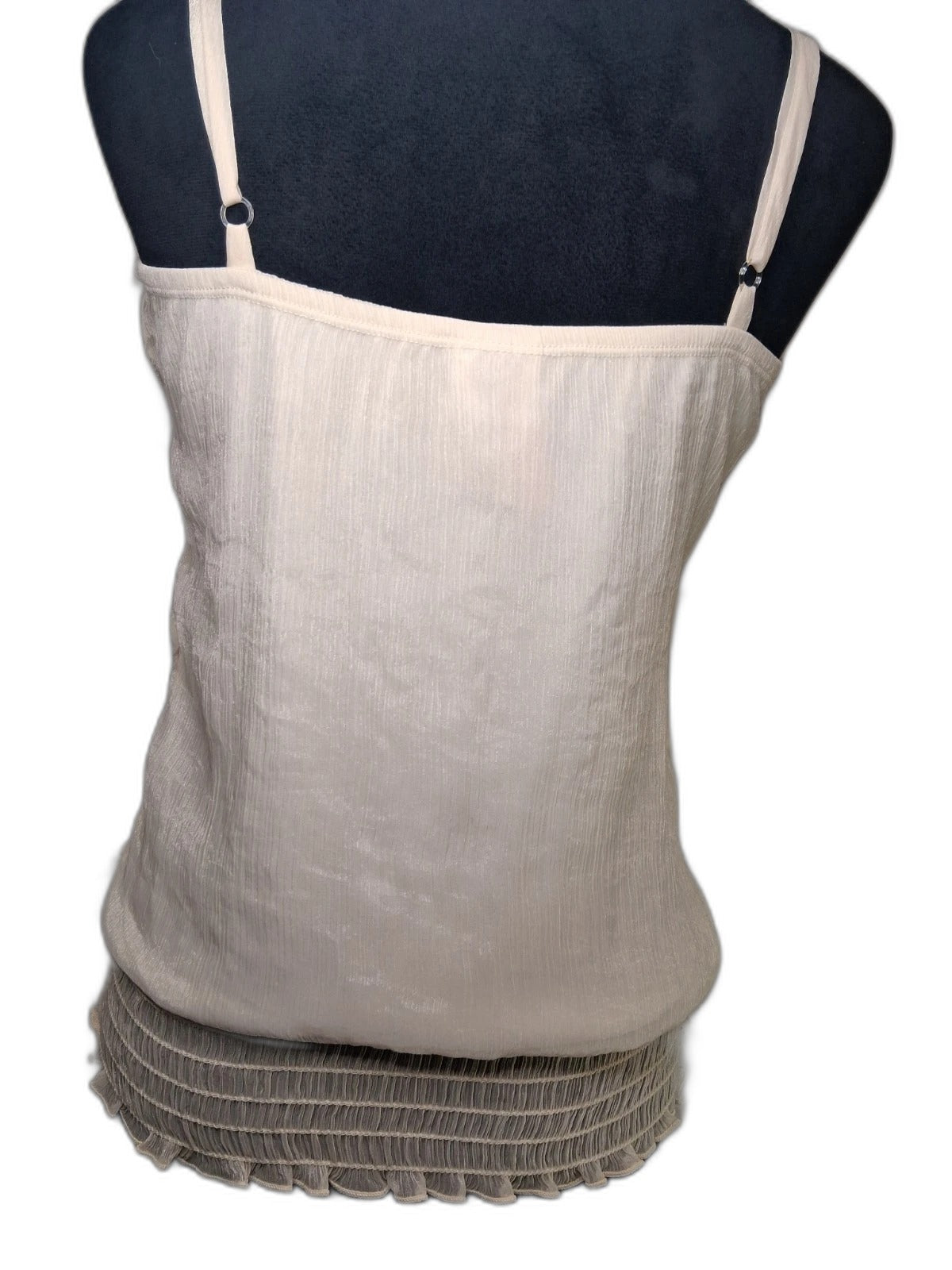 Heart Soul ivory rosette print tank top with smocked waist - view 2