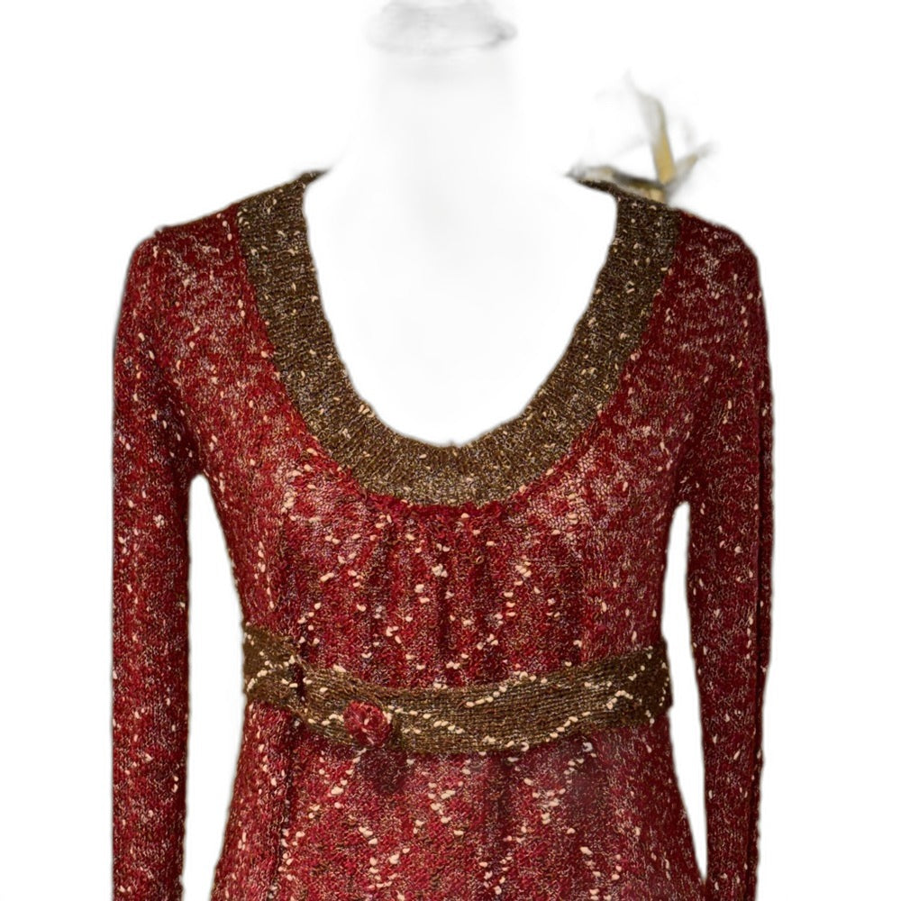BKE burgundy knit babydoll sweater top - view 2