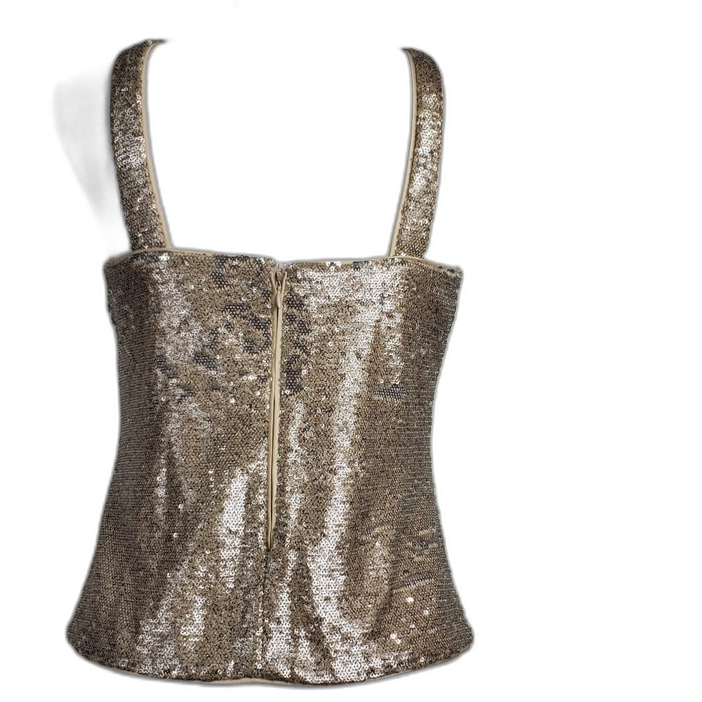 Vince Camuto gold and silver sequin halter tank top - view 2
