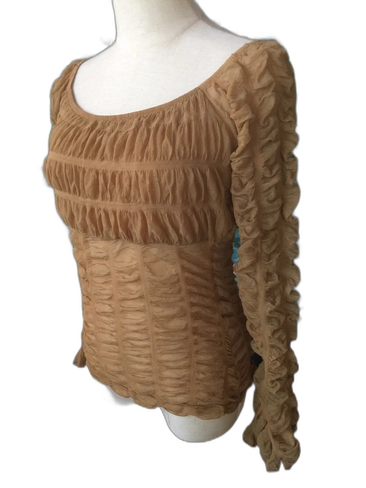 Luxx sheer ruched net top - ruched texture detail
