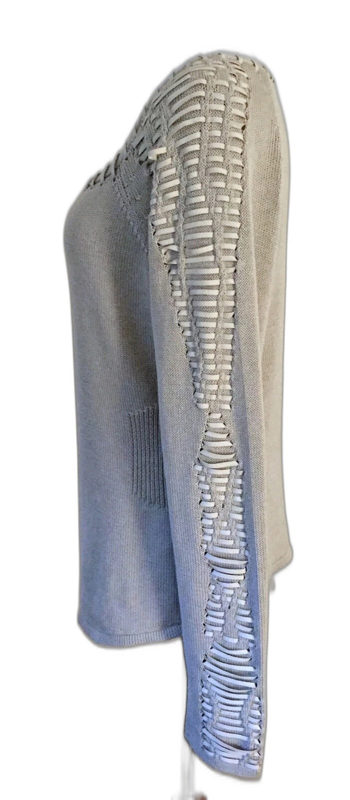 Elie Tahari beige silk blend whipstitch sweater - view 2