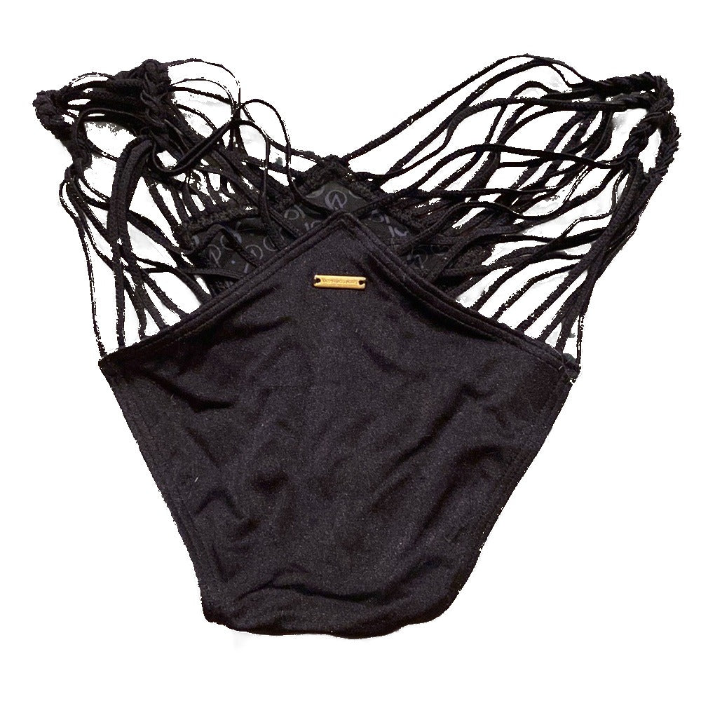 Victoria's Secret black lace bikini bottoms - front view