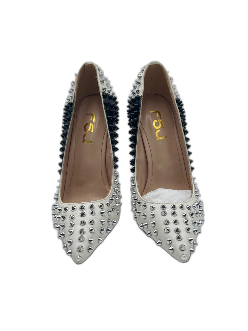 FSJ white/black studded rivet stiletto pumps - view 2