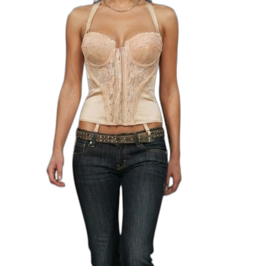 Frederick's of Hollywood Vintage Merry Widow Corset - Cream, 34C