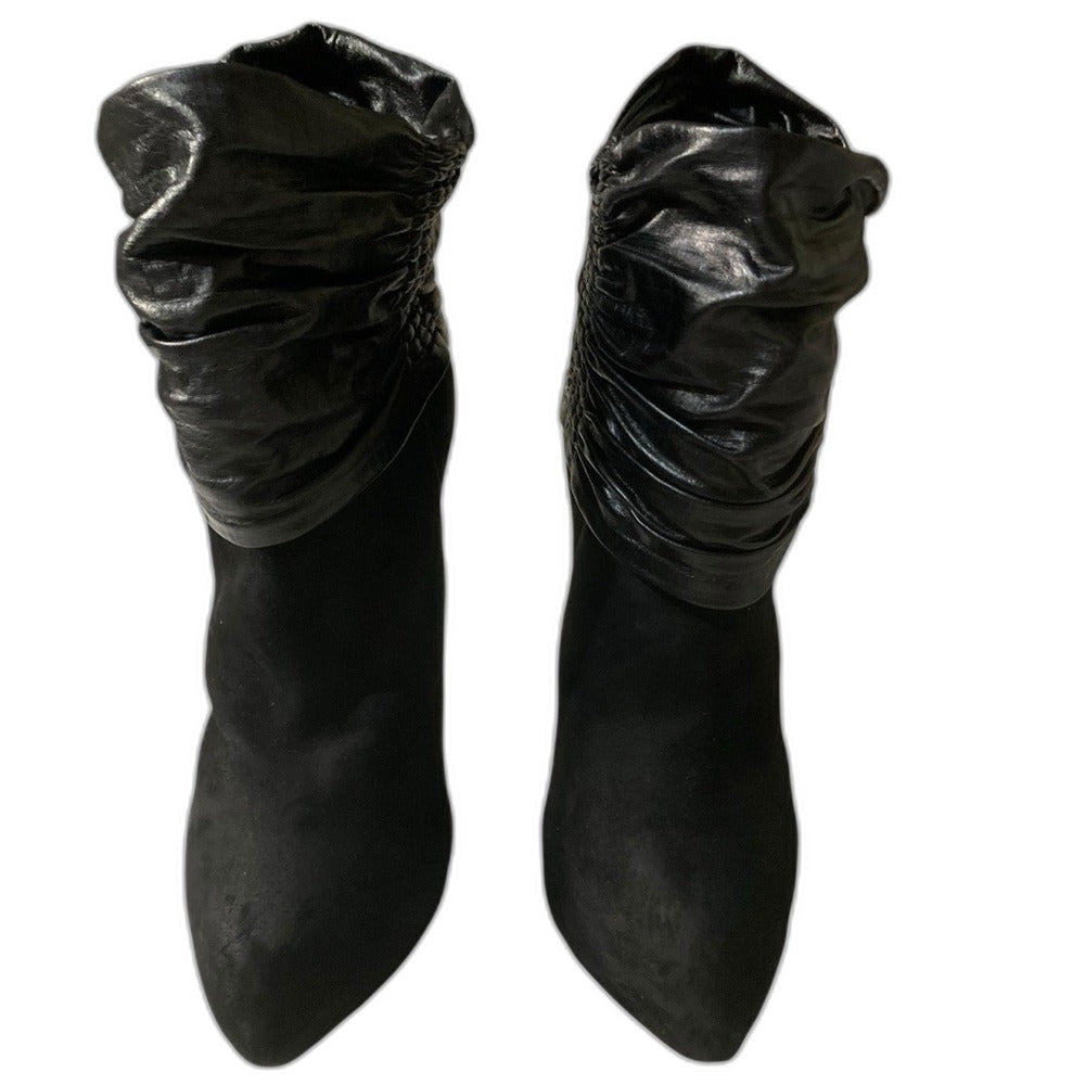 L.A.M.B. by Gwen Stefani black suede leather heeled ankle boots - view 2