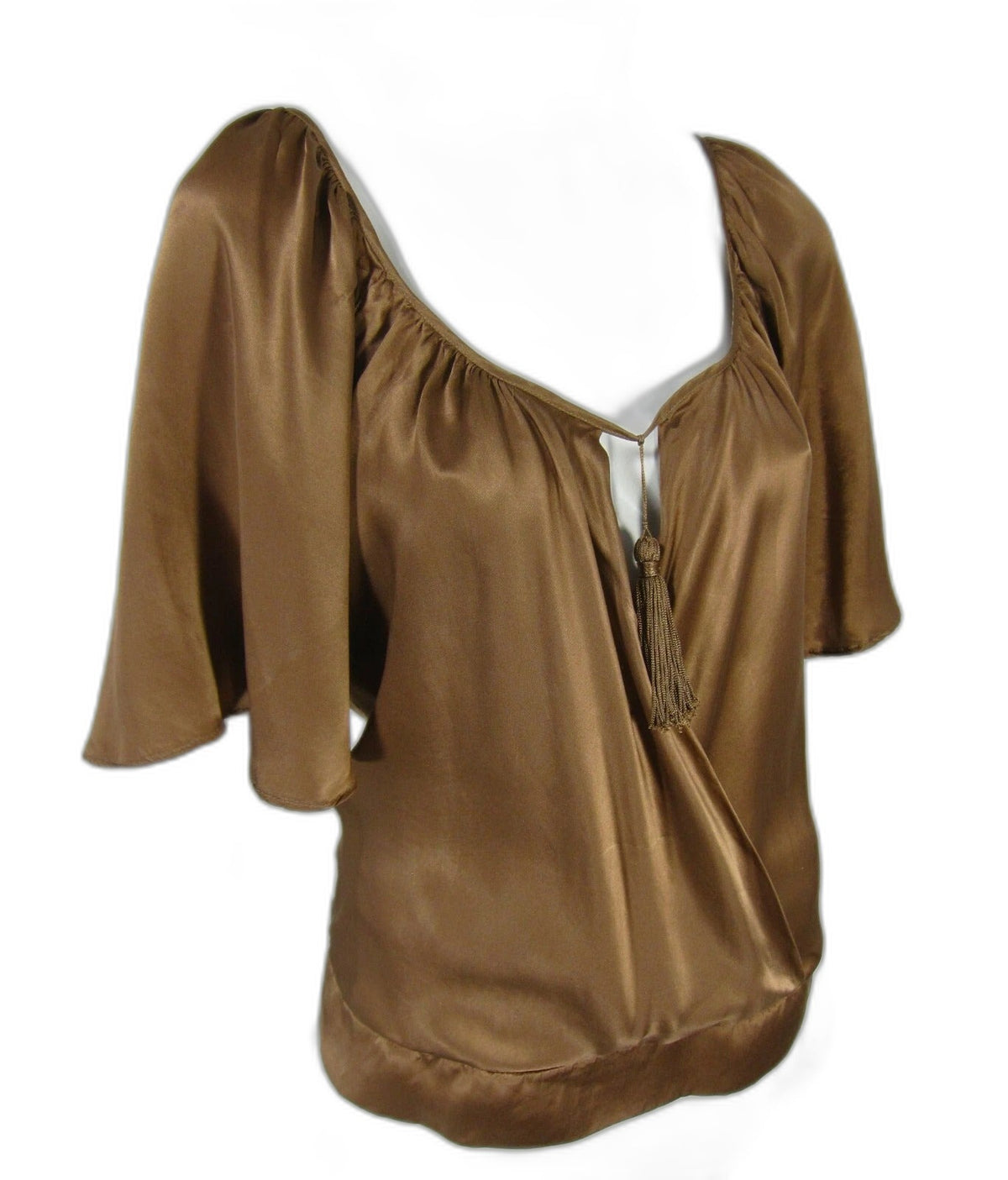 Maje brown silk V-neck blouse - view 2