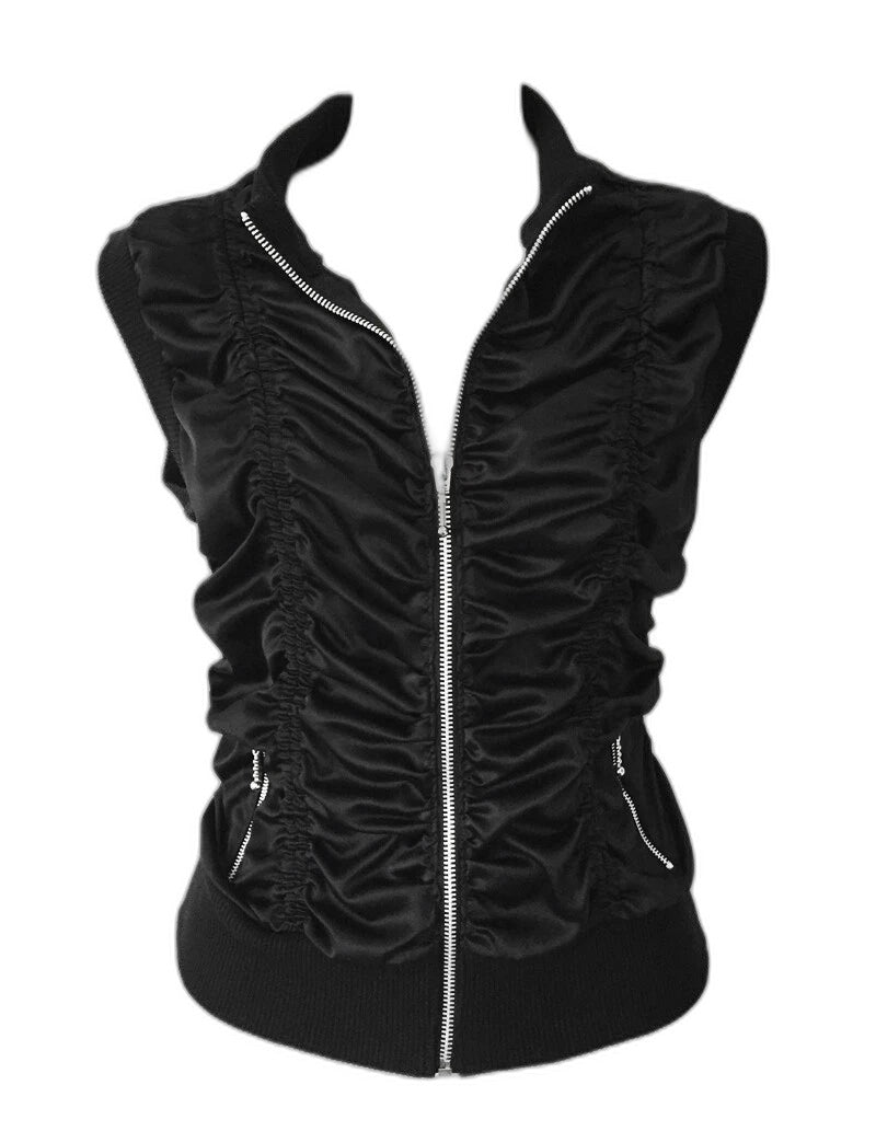 Sharagano black ruched satin vest top - view 2