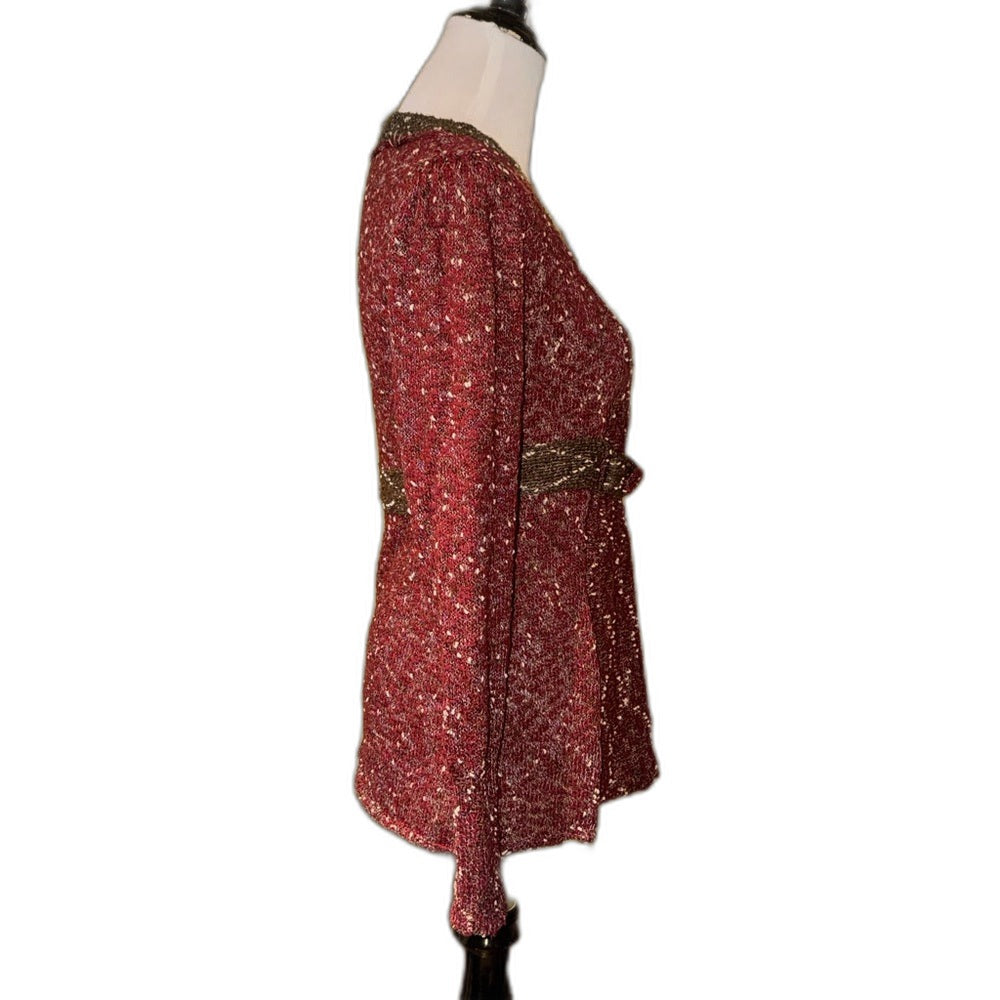 BKE burgundy knit babydoll sweater top - view 3