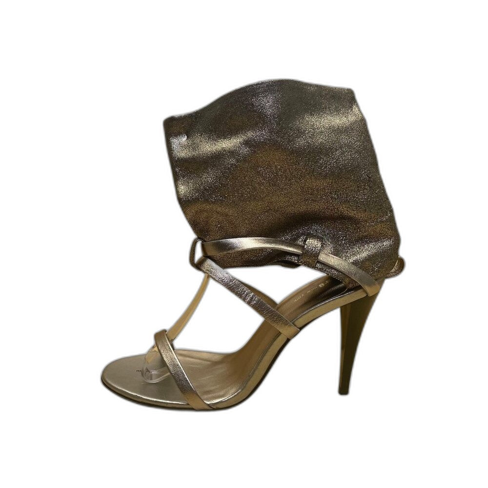 Juno silvery cracked leather ankle-wrap heeled sandals - view 3