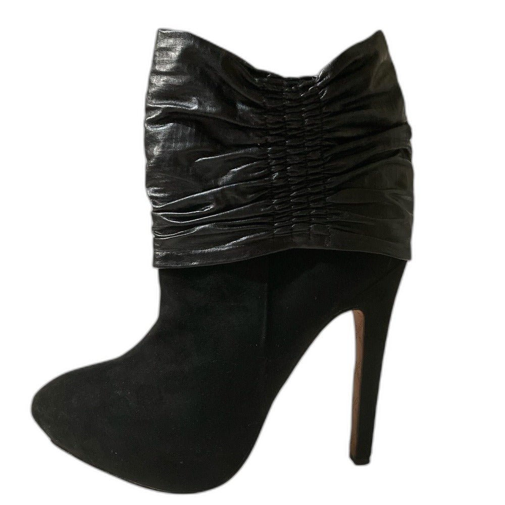 L.A.M.B. by Gwen Stefani black suede leather heeled ankle boots - view 3