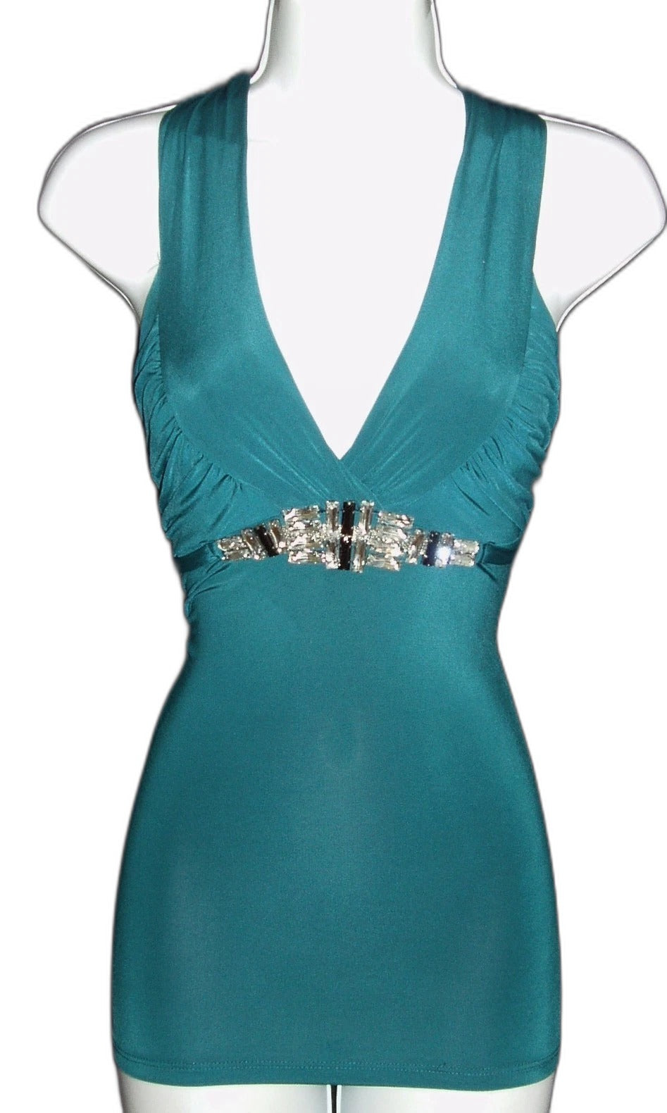 Wet Seal crystal rhinestone halter top in emerald green - view 3
