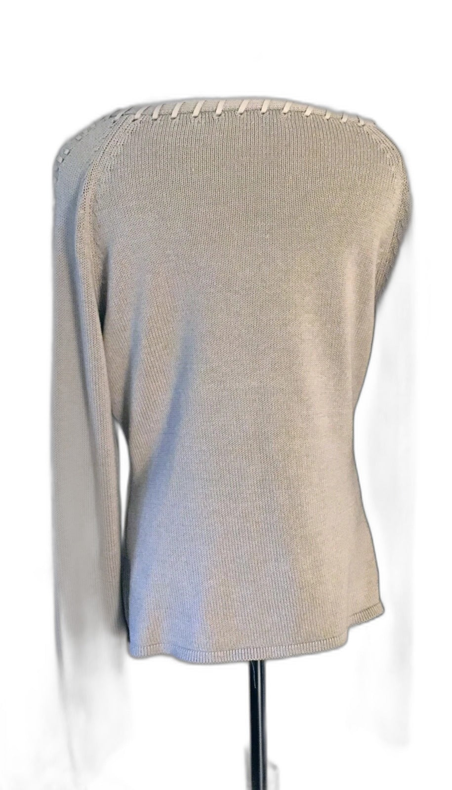 Elie Tahari beige silk blend whipstitch sweater - view 3