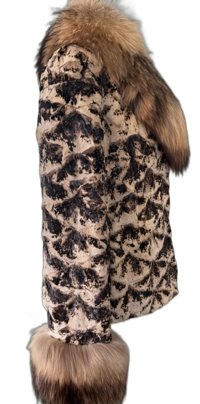 Saglia vintage sheared mink fur coat with raccoon trim - view 3