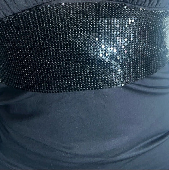 bebe black plunging sequin-waist bodycon mini dress - photo 3