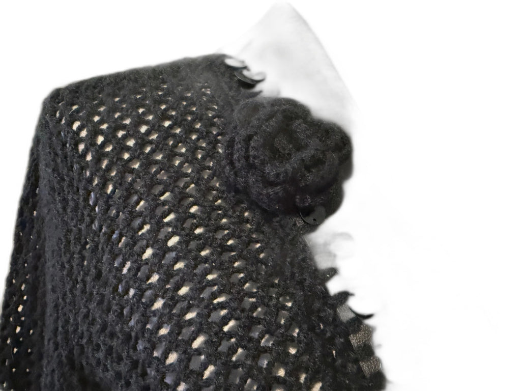 Margaret Godfrey black knit and leather shirt jacket - view 3