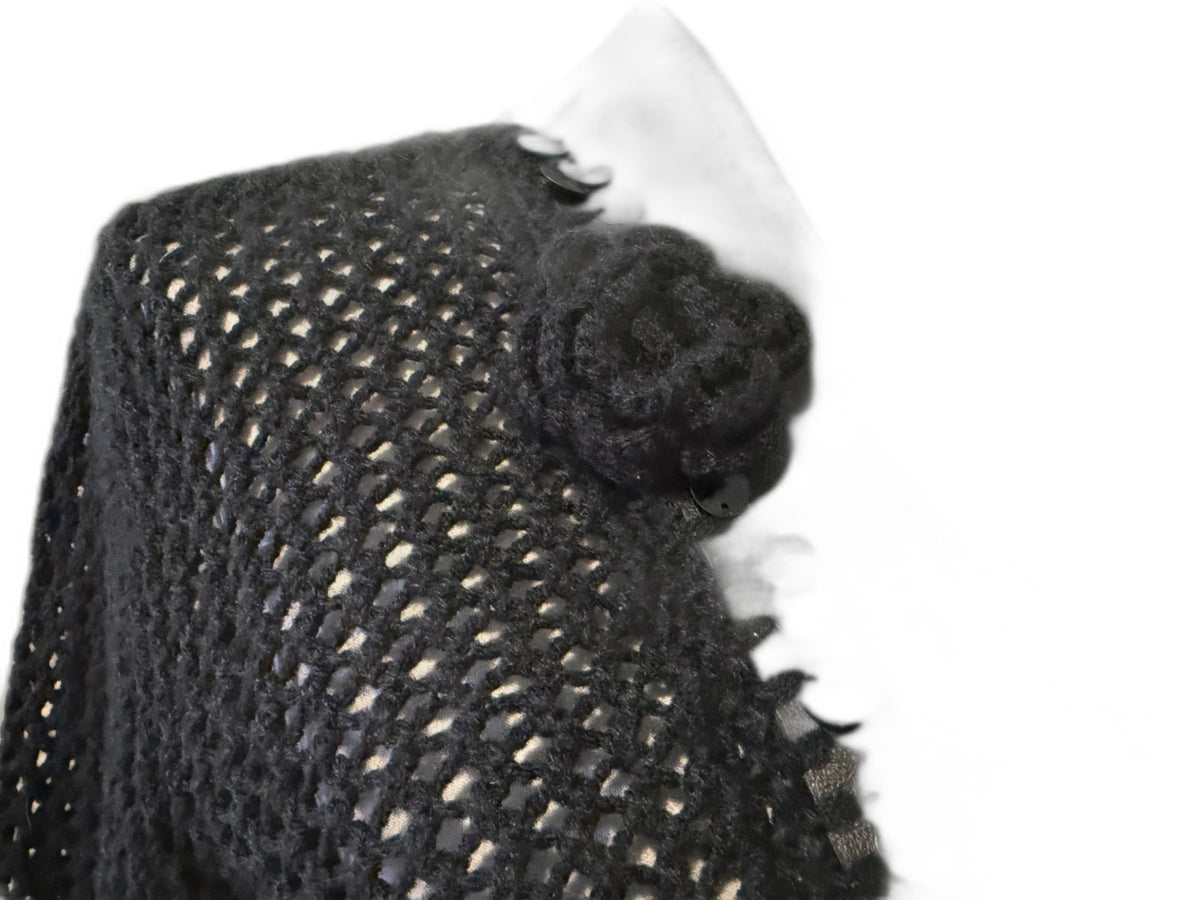 Margaret Godfrey black knit and leather shirt jacket - view 3