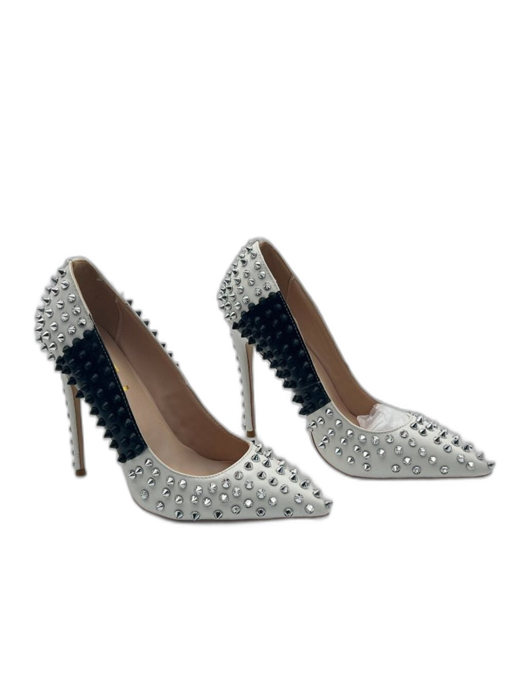 FSJ white/black studded rivet stiletto pumps - view 3