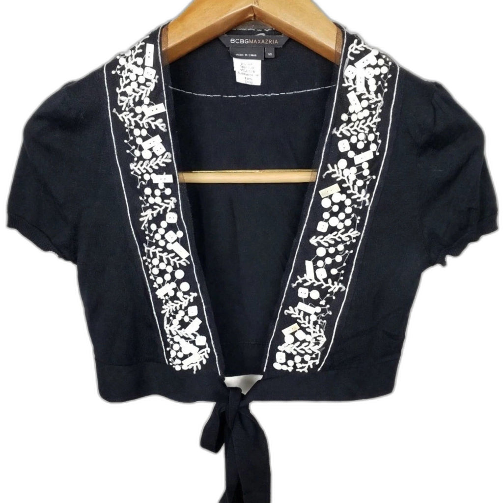 BCBGMaxAzria Black Embellished Crop Top - Size XS