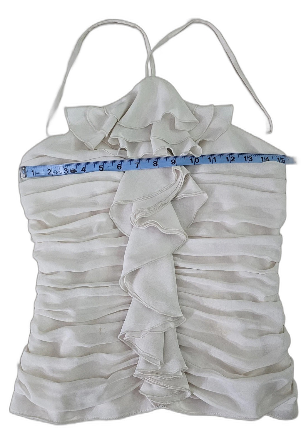 Nine West beige halter evening top with ruffle detail - view 3