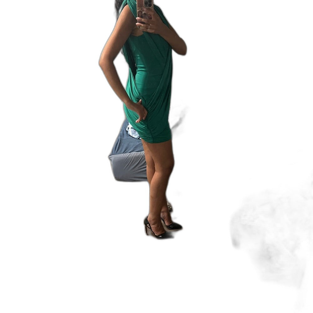 BCBGMaxAzria green draped dress - view 3
