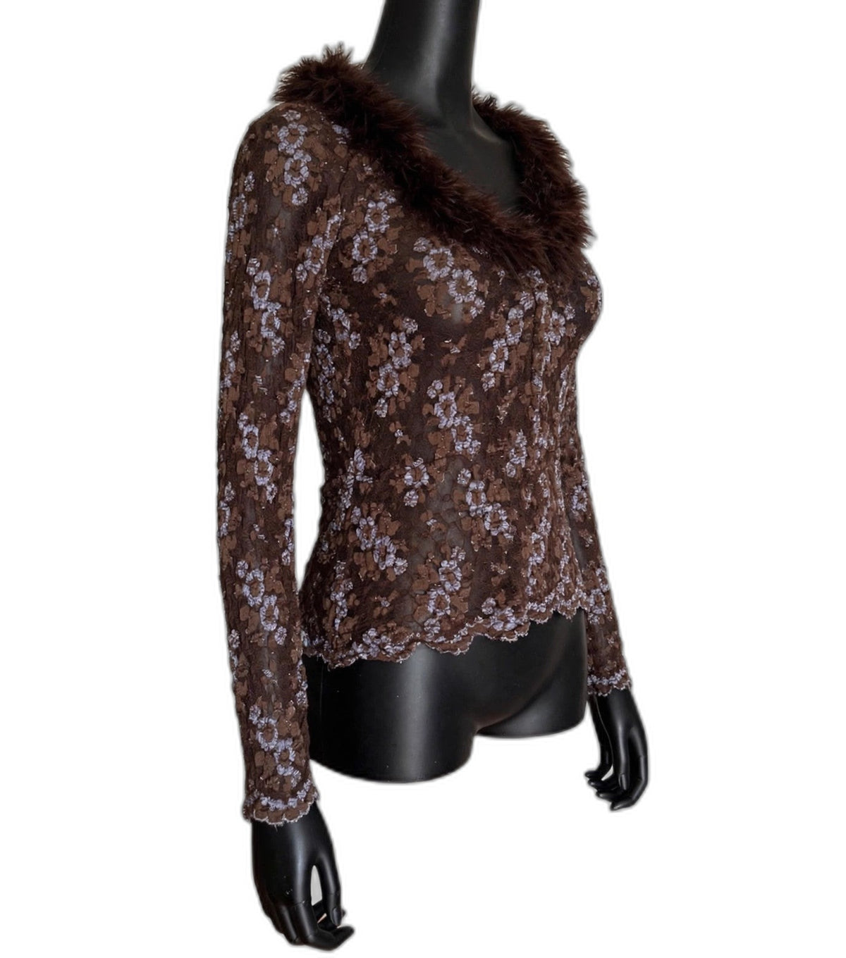 Ann Ferriday Lace Top Feather Collar – One Size