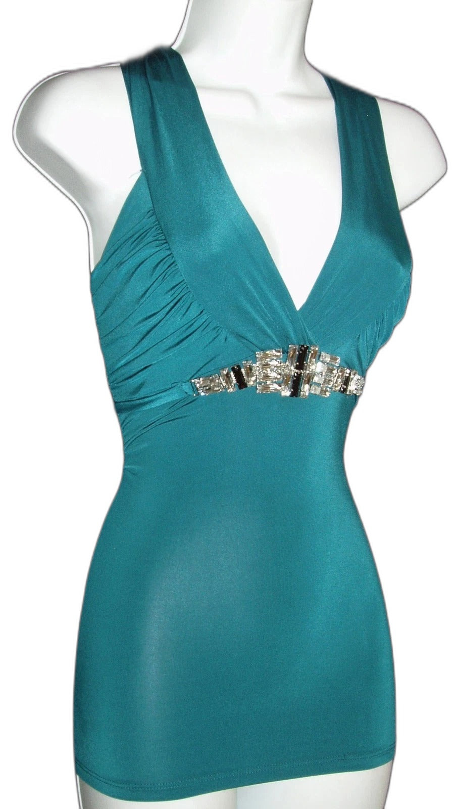 Wet Seal crystal rhinestone halter top in emerald green - view 4