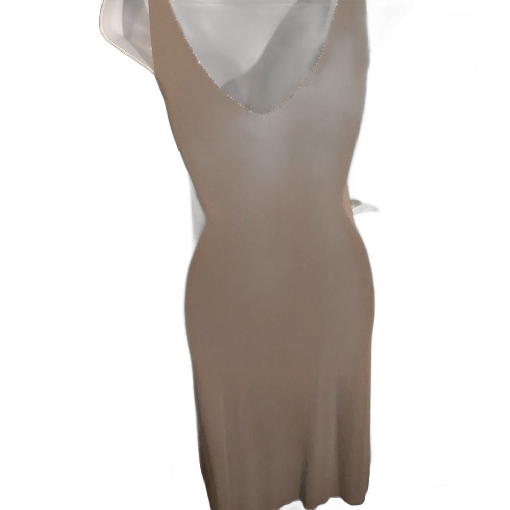 BCBGMaxAzria grey knit midi dress with silver beading - view 4