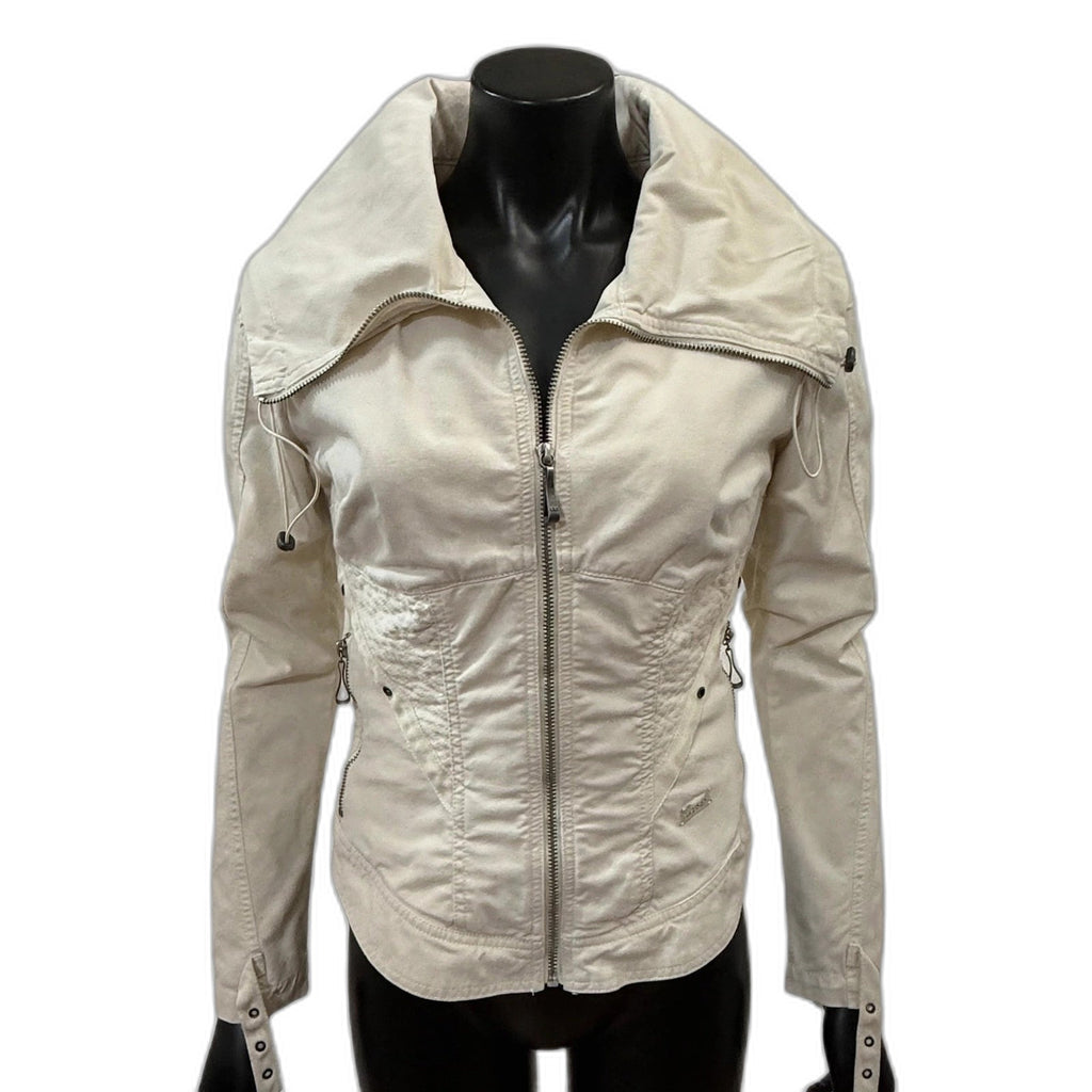 Diesel Women's Cream Utility Jacket on black mannequin