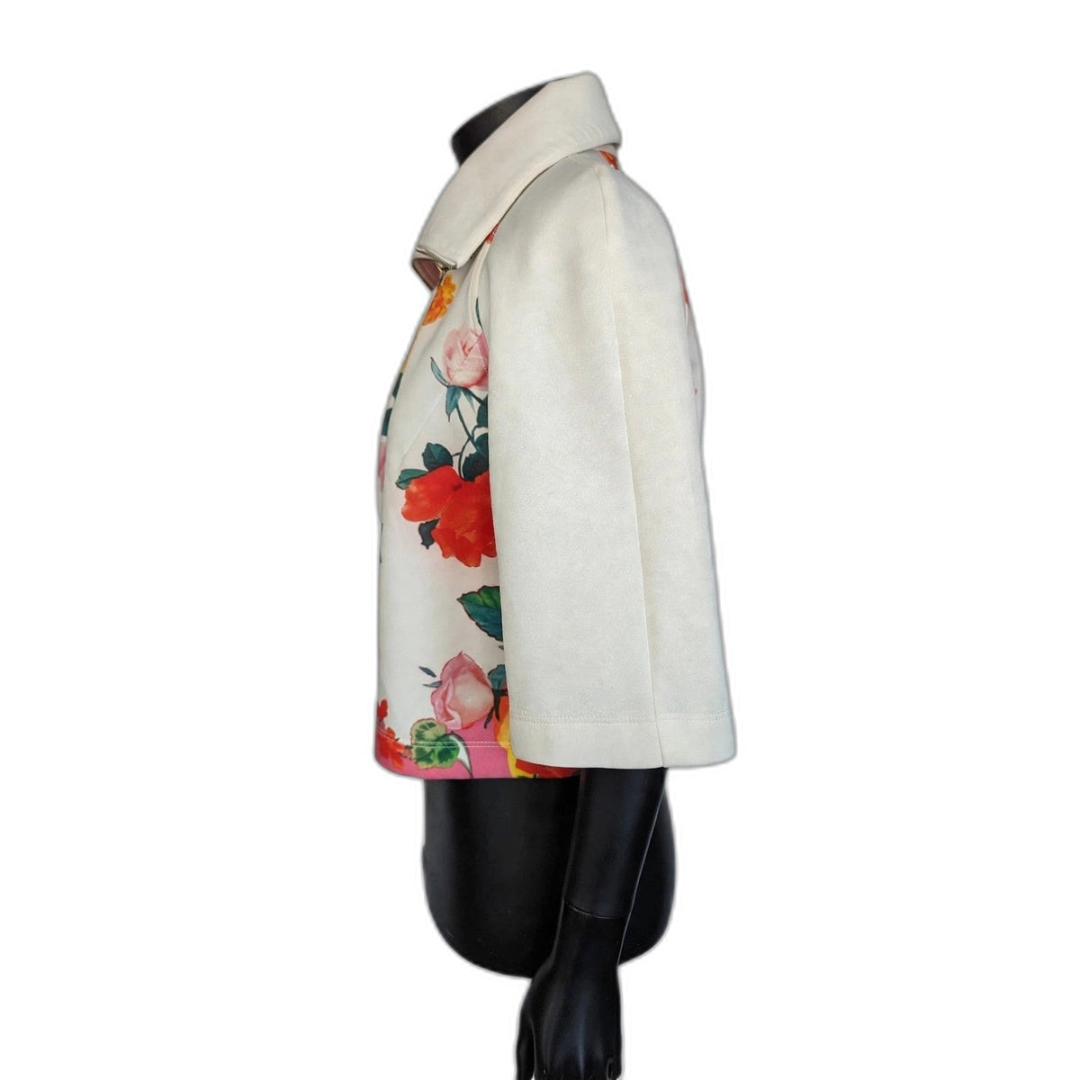 Blugirl floral zip jacket side view on black mannequin