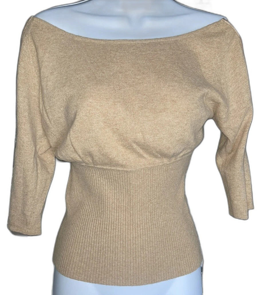 Catherine Malandrino beige sweater - front on mannequin