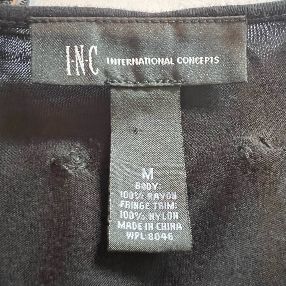 INC International Concepts black fringe top - size M - view 4