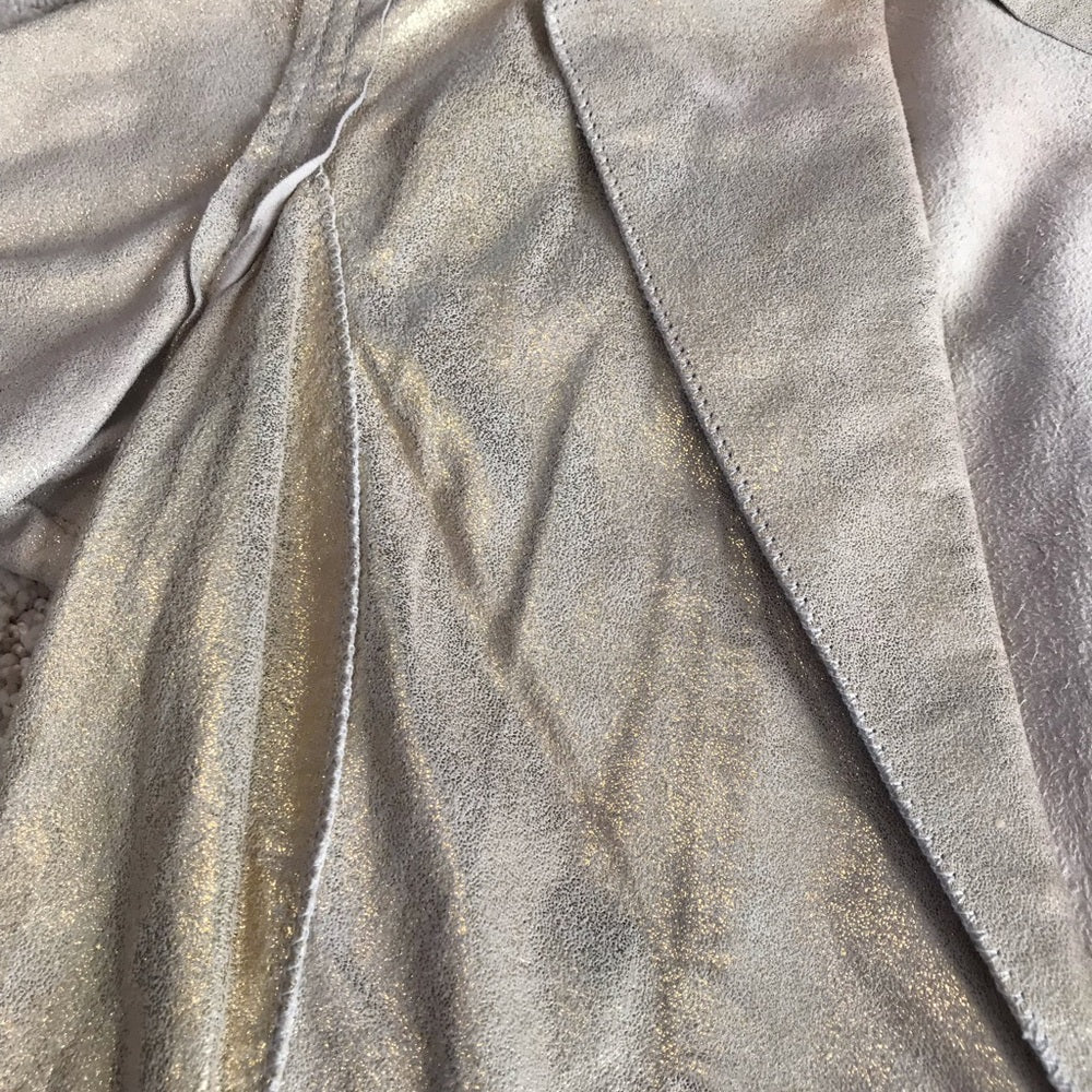 OBsessed by June shimmery gold leather blazer - fabric and lapel detail