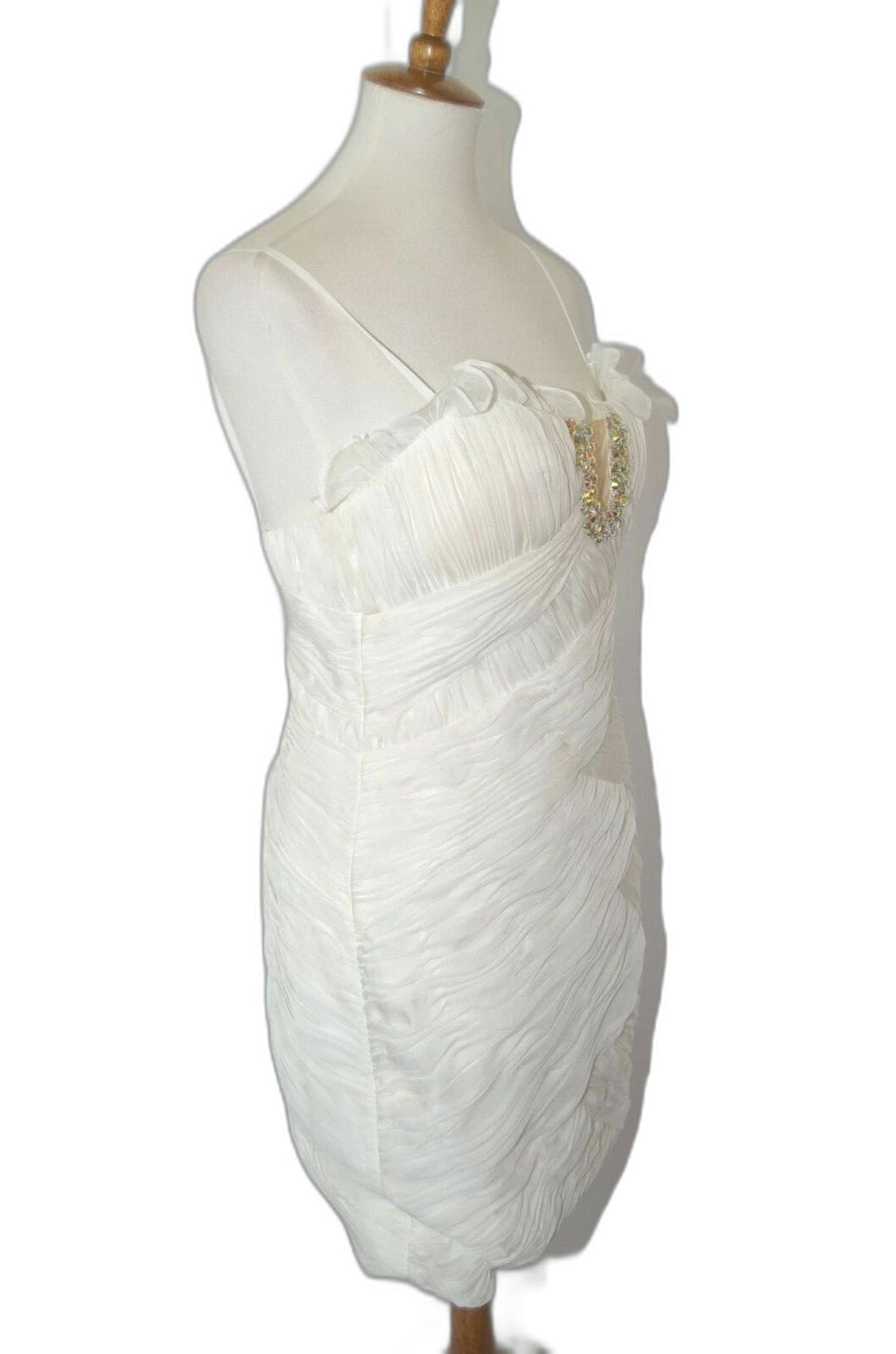 Dave & Johnny vintage white ruched sequin dress - view 4