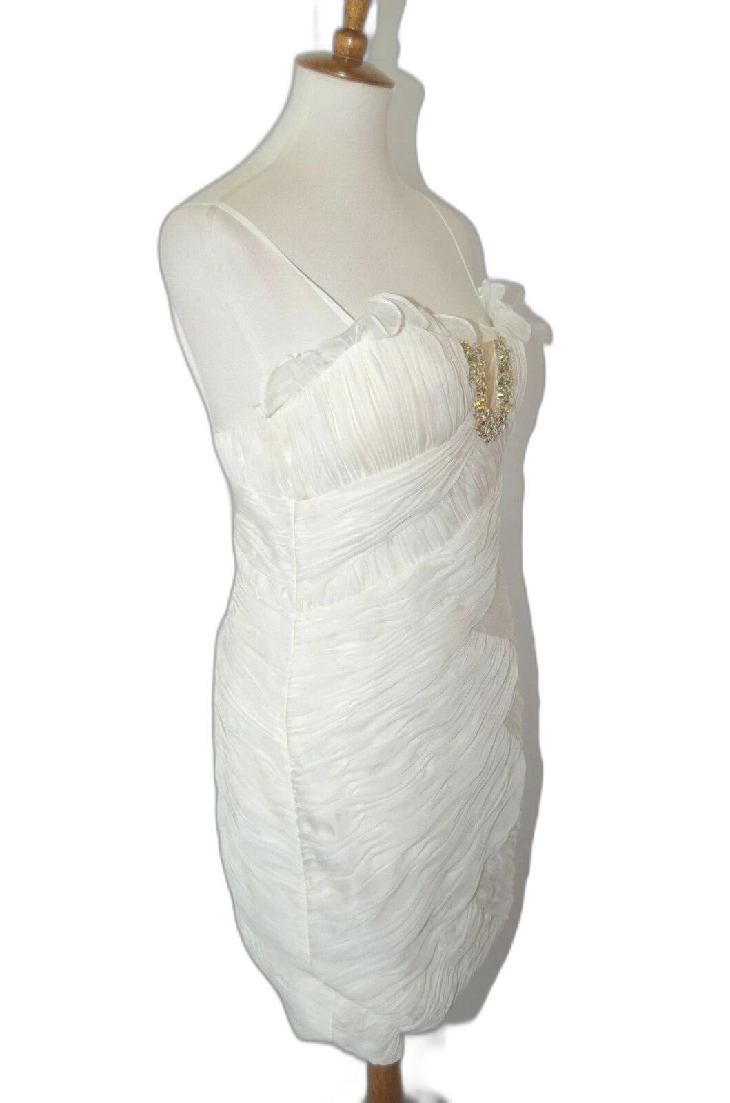 Dave & Johnny vintage white ruched sequin dress - view 4