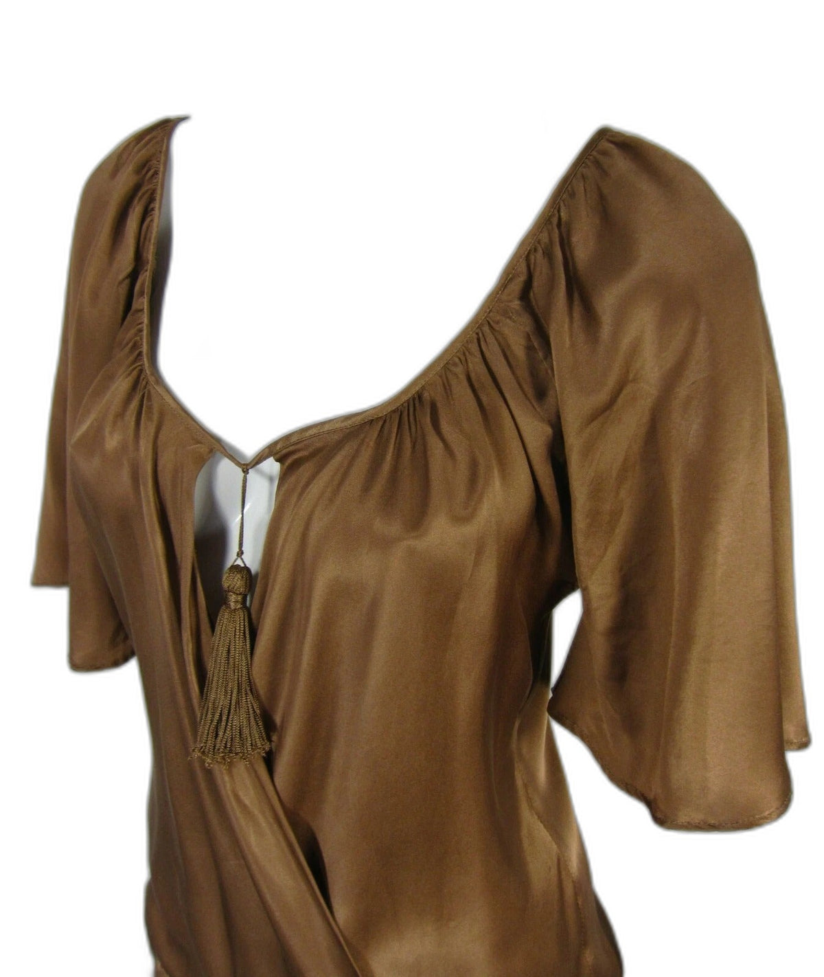 Maje brown silk V-neck blouse - view 4