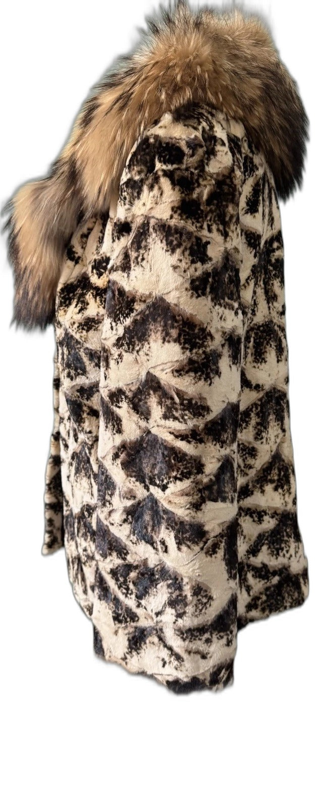 Saglia vintage sheared mink fur coat with raccoon trim - view 4